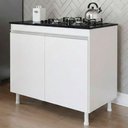 Ver imagem 2 de Balcão Gabinete Lux 2 Portas 1 Prateleira MDF 79cm Branco