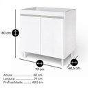 Ver imagem 5 de Balcão Gabinete Lux 2 Portas 1 Prateleira MDF 79cm Branco