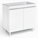 Ver imagem 1 de Balcão Gabinete Lux 2 Portas 1 Prateleira MDF 79cm Branco