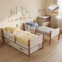 Ver imagem 2 de Kit 2 Camas Solteiro Ônix com 1 Cama Auxiliar e 3 Colchões Solteiro - Branco Mel