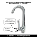 Ver imagem 2 de Torneira Misturador Monocomando Bica Alta para Cozinha