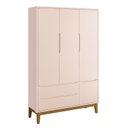 Ver imagem 2 de Jogo de Quarto Infantil Guarda Roupa 3 Portas e Cômoda 3 Gavetas Classic Rosa Fosco com Pés Amadeira