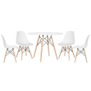 Ver imagem 1 de Conjunto Mesa Eiffel 100cm e 4 Cadeiras Polipropileno Eames Dsw La Mobilia: Sala Jantar Branca