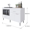 Ver imagem 2 de Balcão para Cooktop 1,40m 5 Bocas 2 Portas Turim Branco Branco