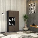 Ver imagem 2 de Armário Alto com Nicho e 03 Portas 161,5x90x42cm Wlan90 Preto Tx com Terracota