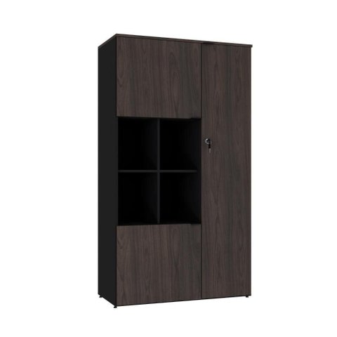 Armário Alto com Nicho e 03 Portas 161,5x90x42cm Wlan90 Preto Tx com Terracota