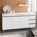 Ver imagem 1 de Balcão Gabinete Branco Andréia 150mt para Pia sem Tampo Ajl