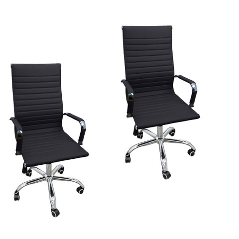 Kit 2 Cadeira Eames Esteirinha Presidente Escritório Alta