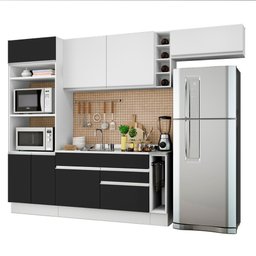 Cozinha Completa Safira com Armário e Balcão Preto Madesa - 1