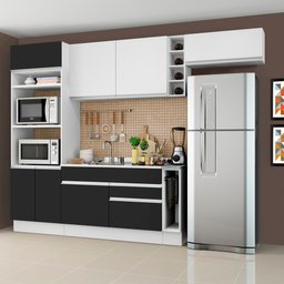 Cozinha Completa Safira com Armário e Balcão Preto Madesa - 7