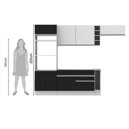Cozinha Completa Safira com Armário e Balcão Preto Madesa - 6