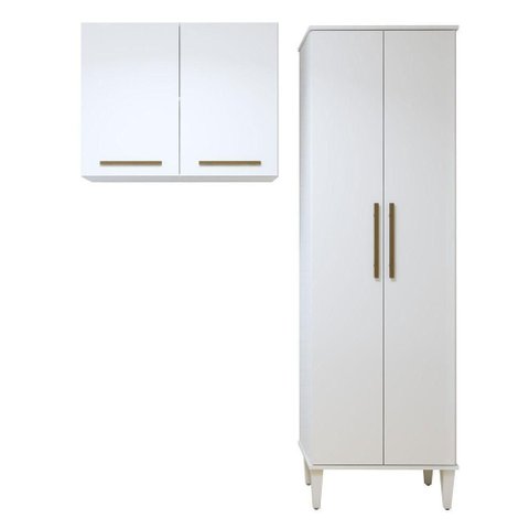 Lavanderia Modulada São Gonçalo 4 Portas 6 Prateleiras MDF-MDP 140cm Branco Kaiki