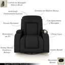 Ver imagem 3 de Poltrona do Papai Reclinável Massagem e Aquecimento Giratório Balanço 2 Porta Copos Mark Pu Preto G3