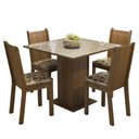 Ver imagem 2 de Conjunto Sala de Jantar Mesa Tampo de Vidro 4 Cadeiras Rustic/crema/bege Marrom Perla Madesa