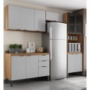 Ver imagem 1 de Cozinha Firenze 5 Peças C/ Paneleira 2 Pts de Vidro Fumê - Amêndola Touch/ Nude Prime Demóbile