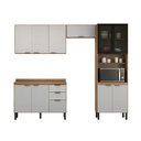 Ver imagem 2 de Cozinha Firenze 5 Peças C/ Paneleira 2 Pts de Vidro Fumê - Amêndola Touch/ Nude Prime Demóbile