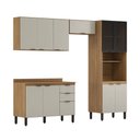 Ver imagem 3 de Cozinha Firenze 5 Peças C/ Paneleira 2 Pts de Vidro Fumê - Amêndola Touch/ Nude Prime Demóbile