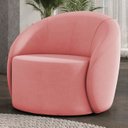 Ver imagem 1 de Poltrona Sala Decorativa Redonda 91cm Steve Suede Rosê I01 - Mpozenato