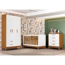Ver imagem 2 de Dormitório Infantil Flip Guarda Roupa 3 Portas, Cômoda 4 Gavetas e Berço Branco Fosco/savana -