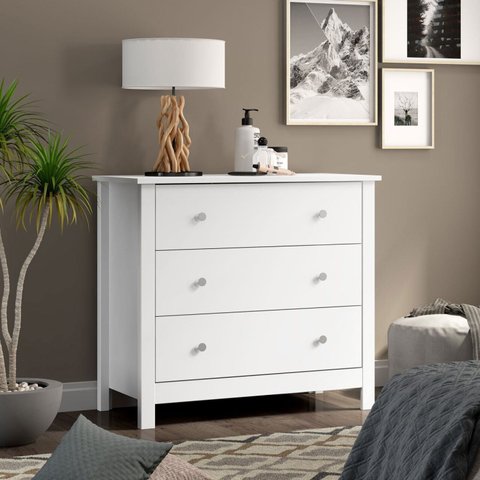 Cômoda para Quarto 3 Gavetas 80cm x 72,8cm Branco