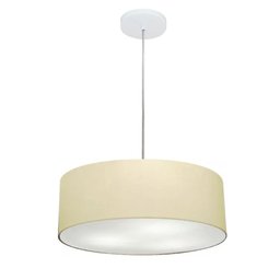 Lustre Pendente Cilíndrico Vivare Md-4132 Cúpula em Tecido 40x15cm - Bivolt - Algodão Crú - Bivolt - 1