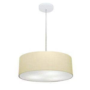 Lustre Pendente Cilíndrico Vivare Md-4132 Cúpula em Tecido 40x15cm - Bivolt - Algodão Crú - Bivolt