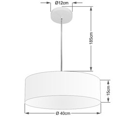 Lustre Pendente Cilíndrico Vivare Md-4132 Cúpula em Tecido 40x15cm - Bivolt - Algodão Crú - Bivolt - 2
