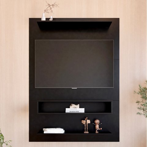 Painel para TV até 50 Polegadas 115cmx157,5cm 1 Nicho Boulevard Yescasa Preto