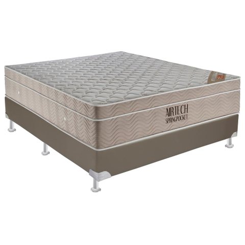Conjunto Airtech Spring Superpocket Casal 1,38 Cm (larg) Base Courino - 49127