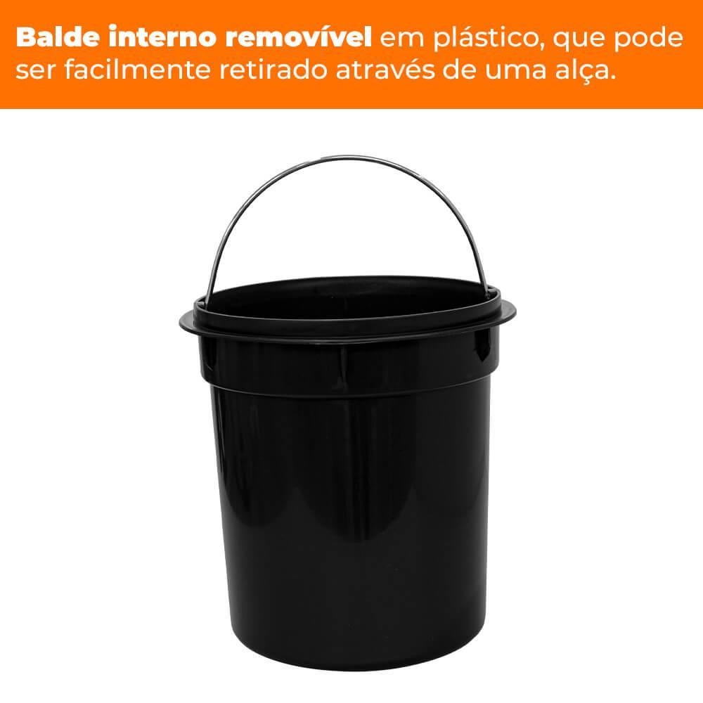 Lixeira para Banheiro e Cozinha de Inox Escovada Martelada 5 Litros - Casambiente - 3