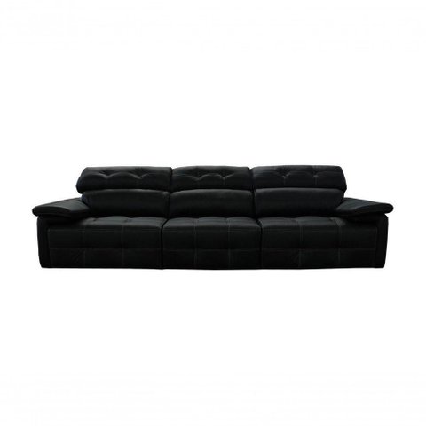 Sofá Retrátil e Reclinável de Couro Queen (3 Módulos) 3,60 M Preto Pigmentado - Mempra Design