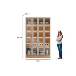 Cristaleira 4 Portas 2 Gavetas com Led Allure - 3