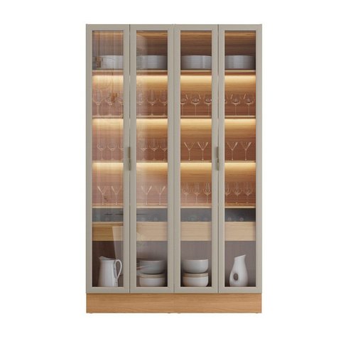 Cristaleira 4 Portas 2 Gavetas com Led Allure