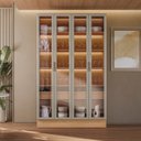 Ver imagem 1 de Cristaleira 4 Portas 2 Gavetas com LED Allure Marrom/Jequitibá/Gris Fosco