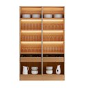 Ver imagem 4 de Cristaleira 4 Portas 2 Gavetas com LED Allure Marrom/Jequitibá/Gris Fosco