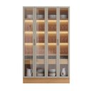 Ver imagem 2 de Cristaleira 4 Portas 2 Gavetas com LED Allure Marrom/Jequitibá/Gris Fosco