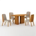 Ver imagem 2 de Conjunto Sala de Jantar Tampo Orgânico MDF 135cm com 4 Cadeiras Isis Marrom/Cinamomo/Terracota/Palha