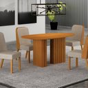 Ver imagem 1 de Conjunto Sala de Jantar Tampo Orgânico MDF 135cm com 4 Cadeiras Isis Marrom/Cinamomo/Terracota/Palha