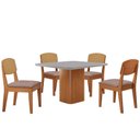 Ver imagem 2 de Mesa de Jantar Eloise 90cm Tampo Mdf 4 Cadeiras Moderna Linho Capuccino/nat/off/serig. Off