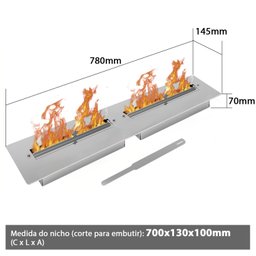 Lareira Ecológica Embutir 80cm de Abertura da Chama Saro Cinza - 3