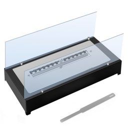 Lareira Ecológica Completa Armação de Metal com Vidro 45cm Saro Preto - 2