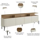 Ver imagem 3 de Rack para Sala de Estar Tv 75 Pol 4 Portas 220cm Pés Preto Clio I03 Louro Luna - Lyam