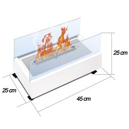 Lareira Ecológica Completa Nicho de Madeira com Vidros e Rodízios 45cm Saro Branco - 4