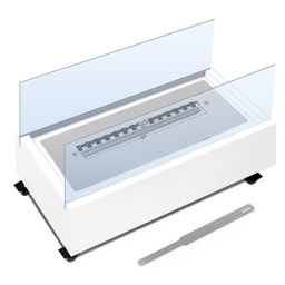 Lareira Ecológica Completa Nicho de Madeira com Vidros e Rodízios 45cm Saro Branco - 2