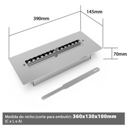 Lareira Ecológica Embutir 40cm de Abertura da Chama Saro Cinza - 5