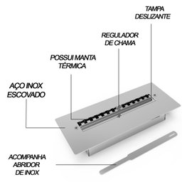 Lareira Ecológica Embutir 40cm de Abertura da Chama Saro Cinza - 4