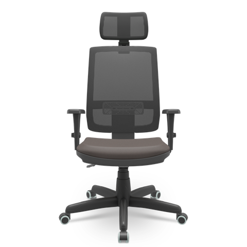 Cadeira Brizza com Apoio 3d Pp Backplax Plaxmetal - Sintético Café