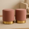 1 KIT PUFF RODAPE DOURADO ROSA  LINHO - 1