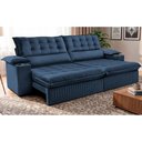 Ver imagem 1 de Sofá Retrátil e Reclinável 2,60m Molas Ensacadas Dream Velusoft Azul Cama Inbox