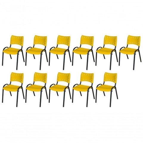 Cadeira Iso Base Preto , Escritório Amarelo Kit 11 Un